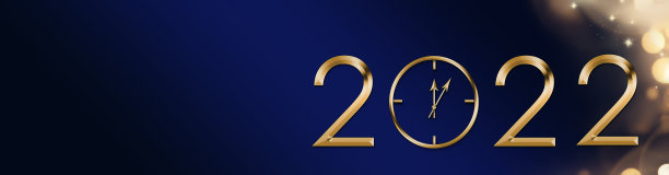 圣诞插图2022快乐新年背景与黄金时钟。节日黄金2022卡，传单，邀请，海报，凭证，横幅。复制文本空间。横幅图片下载