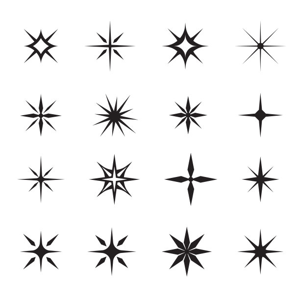 星星图标：闪烁的星星，闪光，闪耀爆发，圣诞节矢量符号（独立元素）图片下载