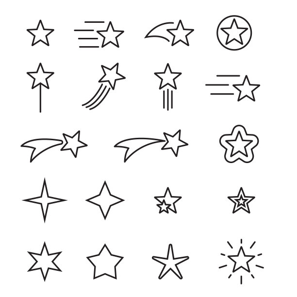 高级星形线图标集。简单的象形图包。描边矢量插图上的白色背景。现代轮廓风格图标集合。图片下载