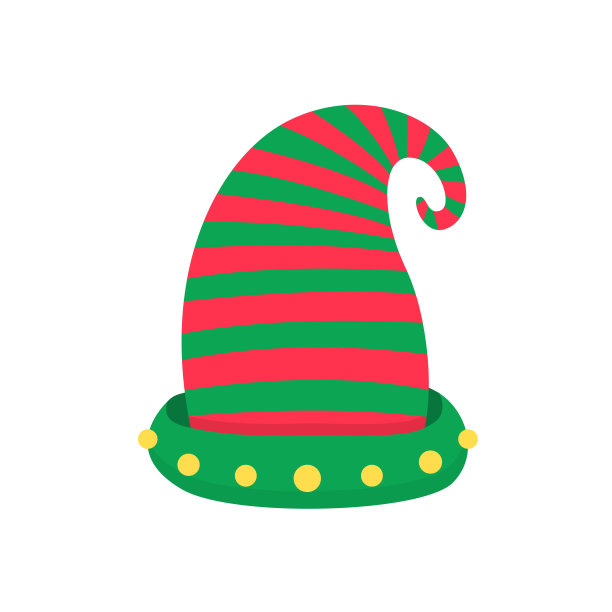 圣诞帽。绿色精灵帽装饰你的头在圣诞派对。图片下载