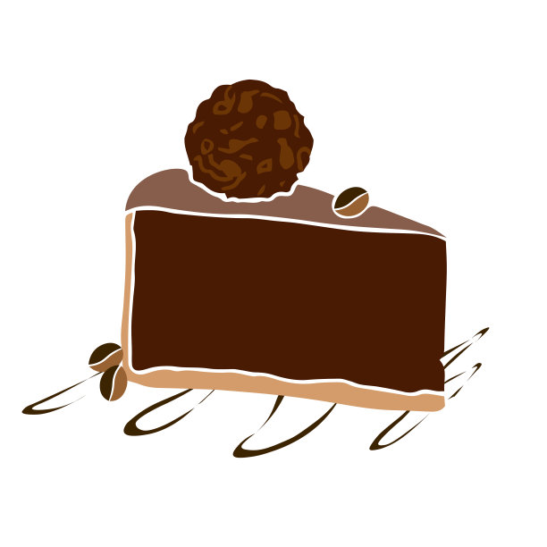 简单的一块蛋糕，在盘子上的巧克力奶油与白色背景隔离。剪影装饰菜单，图片。图片下载