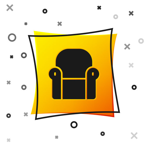 黑色扶手椅图标孤立在白色背景图片下载