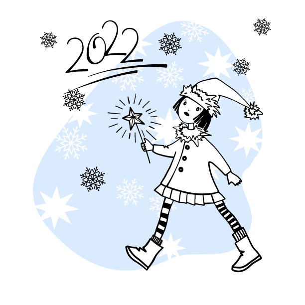 快乐的女孩与圣诞之星。图片下载