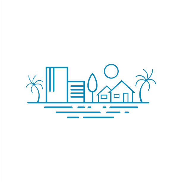 海滩度假线艺术矢量模板图片下载