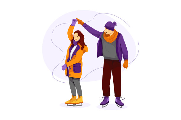 在滑冰时享受舞蹈的夫妇图片下载