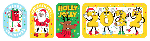 圣诞快乐，新年快乐搞笑卡通图片下载