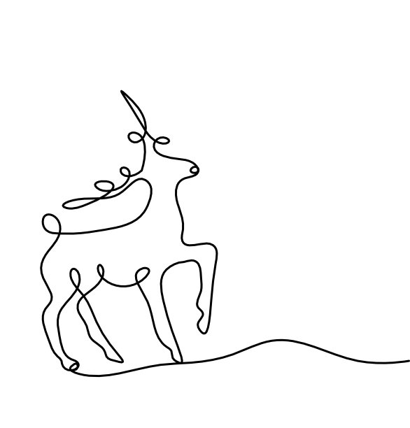 抽象的鹿的剪影如同在白色上画线图片下载
