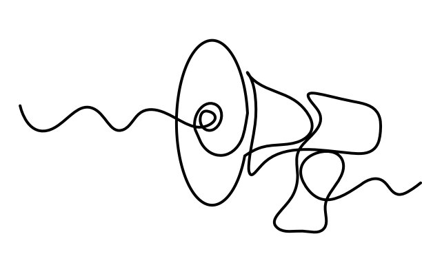 抽象的扩音器作为连续线绘制在白色背景上图片下载