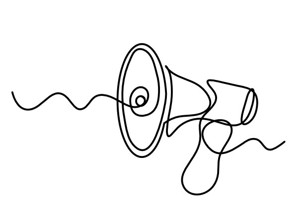 抽象的扩音器作为连续线绘制在白色背景上图片下载