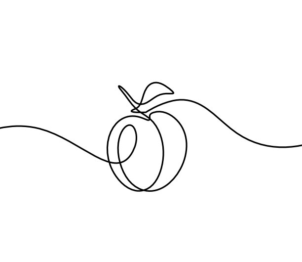 在白色的背景上画杏子(桃子，油桃，李子)在白色的背景上画苹果图片下载