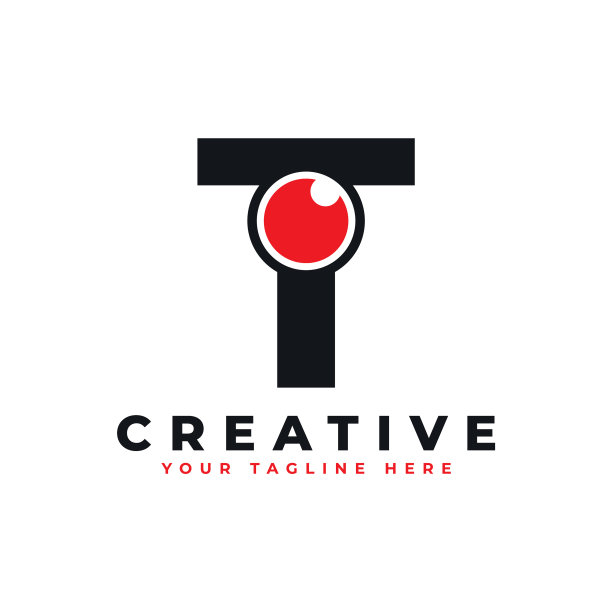 抽象的眼睛标志字母t黑色形状在初始图片下载