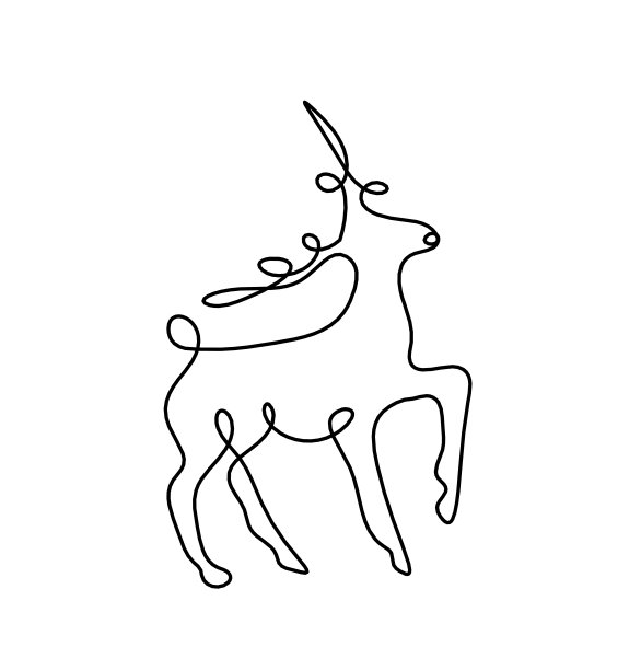 抽象的鹿的剪影如同在白色上画线图片下载