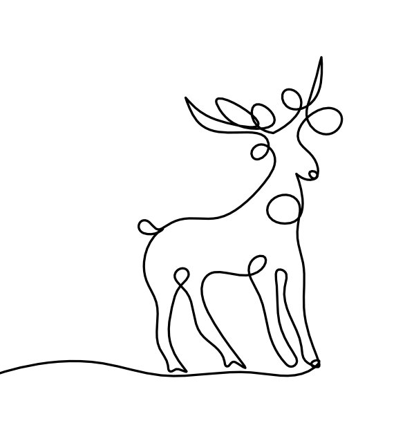 抽象的鹿的剪影如同在白色上画线图片下载