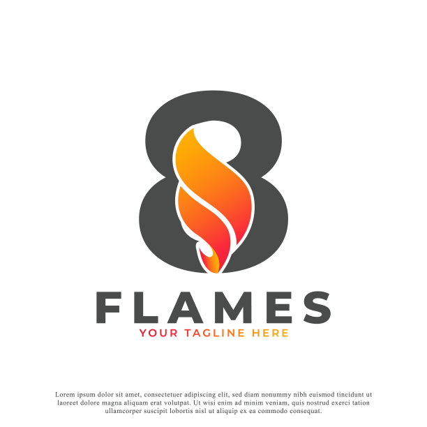 火焰用8号标识设计火焰标识模板图片下载