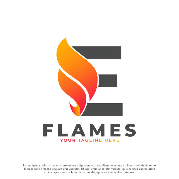 火焰用字母e标识设计火焰标识模板图片下载