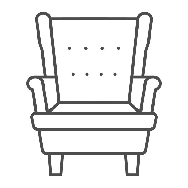 扶手椅细线图标室内设计理念图片下载