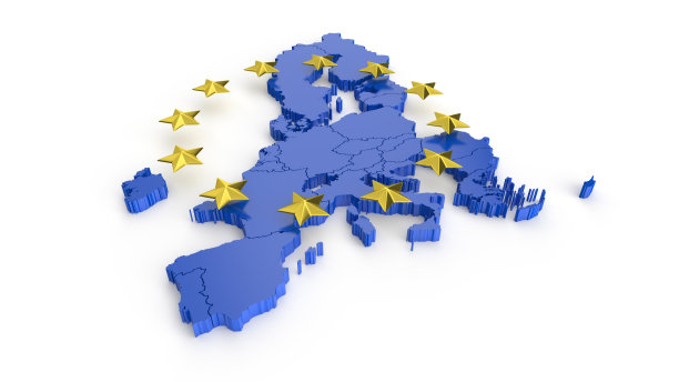 蓝色欧盟卡和金色星星图片下载