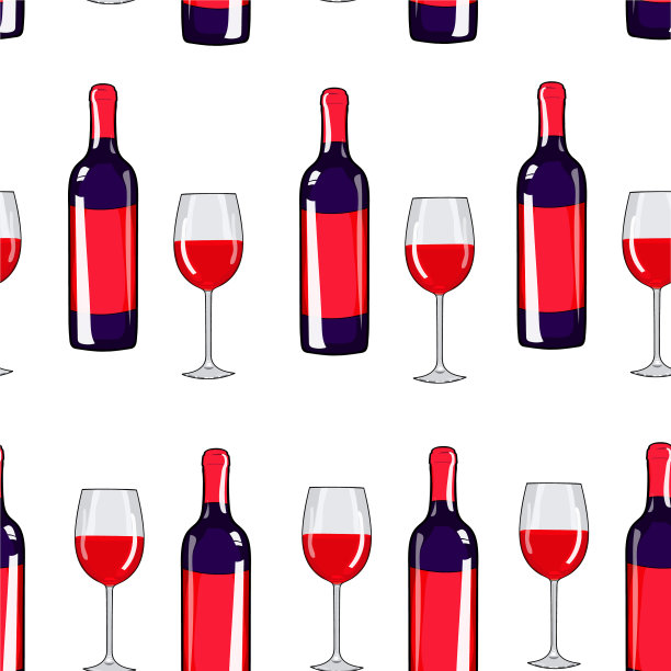 无缝图案的酒杯和酒瓶图片下载