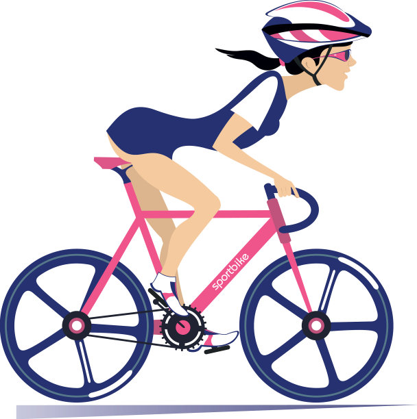 漂亮的年轻女人骑着自行车图片下载