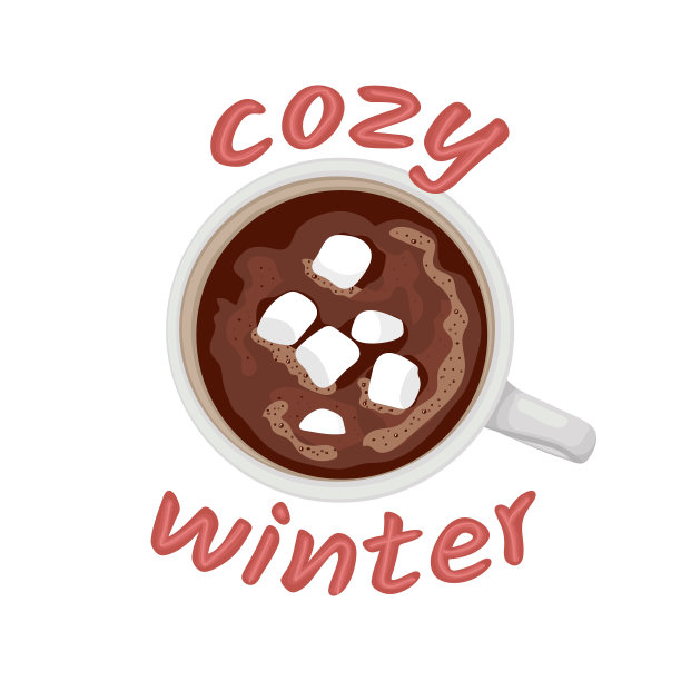 热巧克力杯和棉花糖孤立图片下载