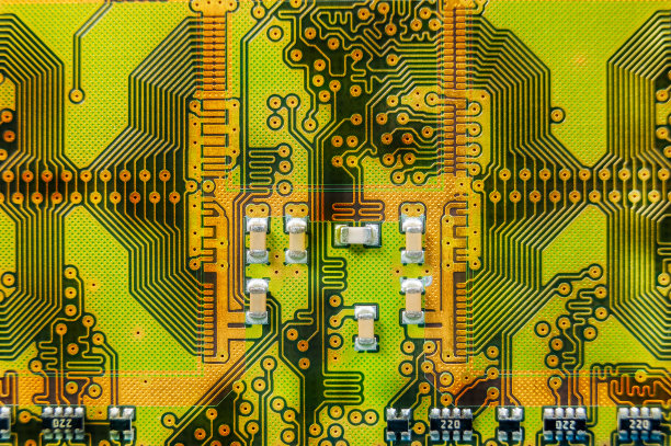 金高速印刷电路板特写。技术背景图片下载