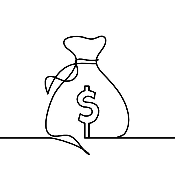 抽象的连续线条画作为袋美元在白色作为背景图片下载