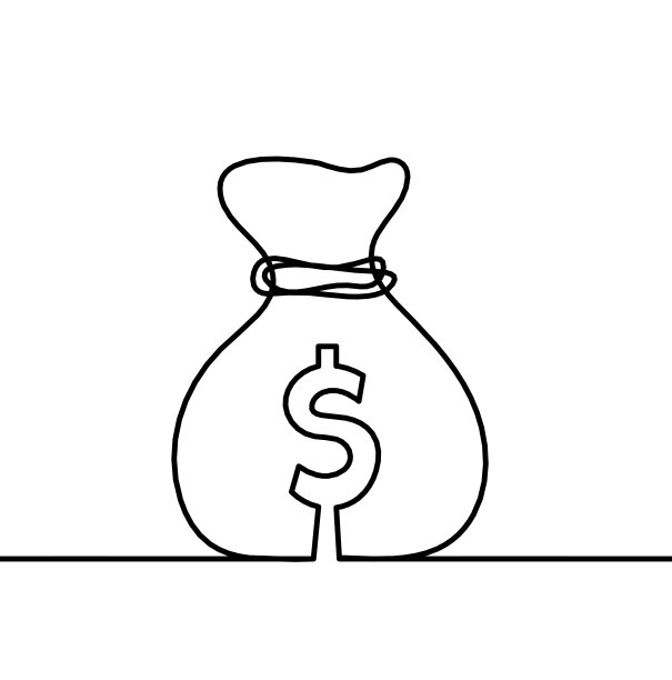 抽象的连续线条画作为袋美元在白色作为背景图片下载