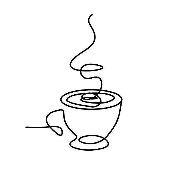 抽象的杯子作为连续的线条绘制在白色作为背景图片下载