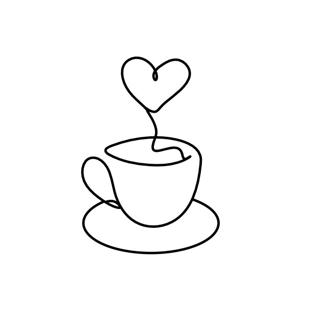 抽象的杯子作为连续的线条绘制在白色作为背景图片下载