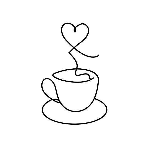 抽象的杯子作为连续的线条绘制在白色作为背景图片下载