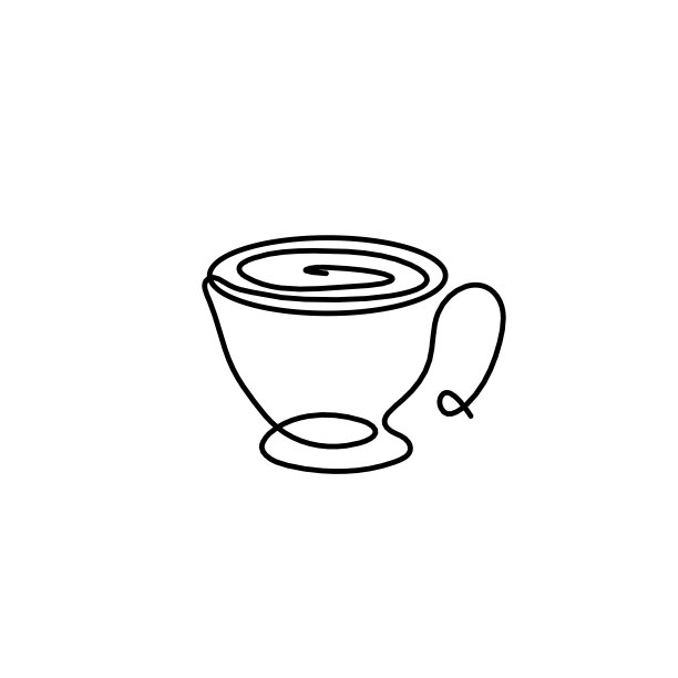 抽象的杯子作为连续的线条绘制在白色作为背景图片下载