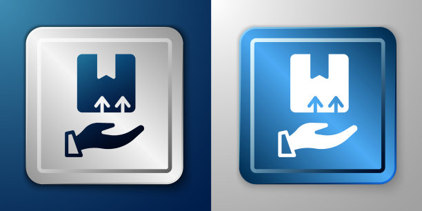 白色送货手与纸板箱图标图片下载