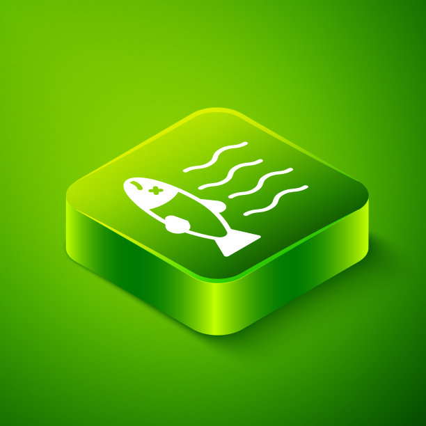 等距死鱼图标孤立在绿色图片下载