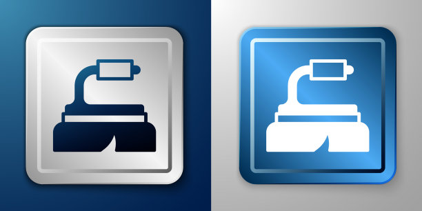 白色刷清洗图标隔离在蓝色和图片下载