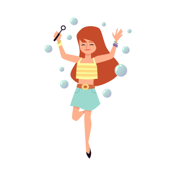 可爱的小女孩，红头发，玩得很开心图片下载