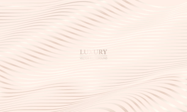 奶油色淡雅豪华背景与白色金色波浪线。图片下载