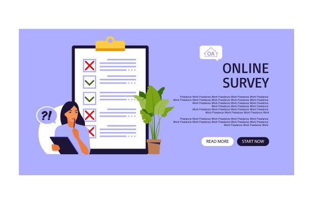 顾客满意度调查。着陆页。一张有勾和叉的纸。矢量插图。平的风格图片下载