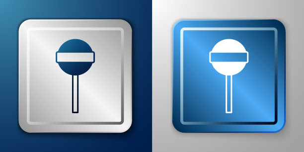 白色的棒棒糖图标孤立在蓝色和灰色图片下载