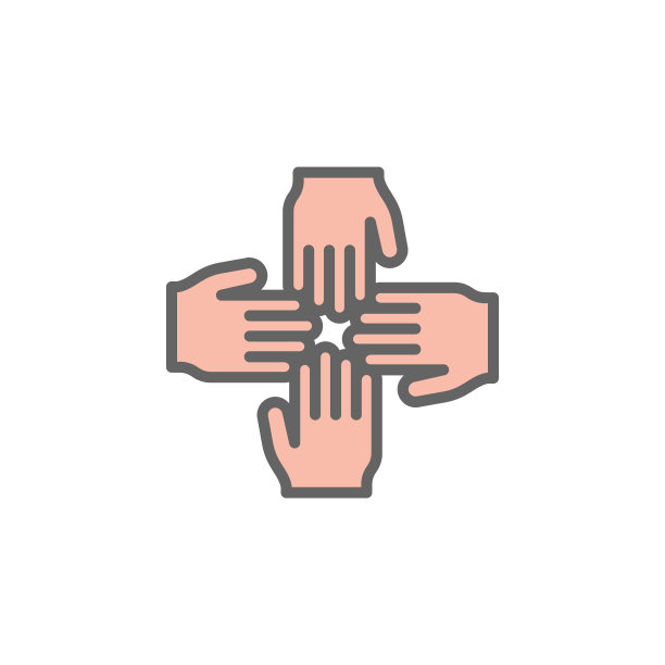 团队合作的手轮廓彩色图标。元素商业插图线条彩色图标。符号和符号可以用于网页，徽标，移动应用程序，UI, UX图片下载