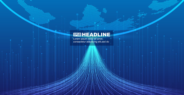 线的向上延伸和数字地球意味着全球化和国际技术背景。图片下载