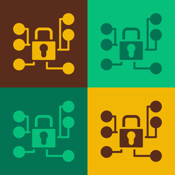 波普艺术网络安全图标孤立的颜色图片下载