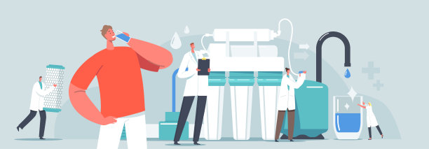 水处理系统，过滤设备概念。小科学家使用巨大的滤水壶来清洁水图片下载