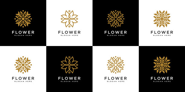 一套花卉标志设计模板图片下载