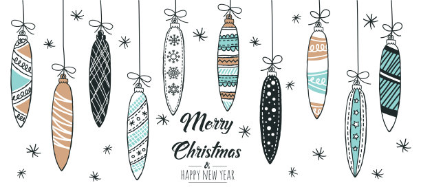 一套手画圣诞小玩意。装饰孤立的元素。涂鸦和草图矢量插图图片下载
