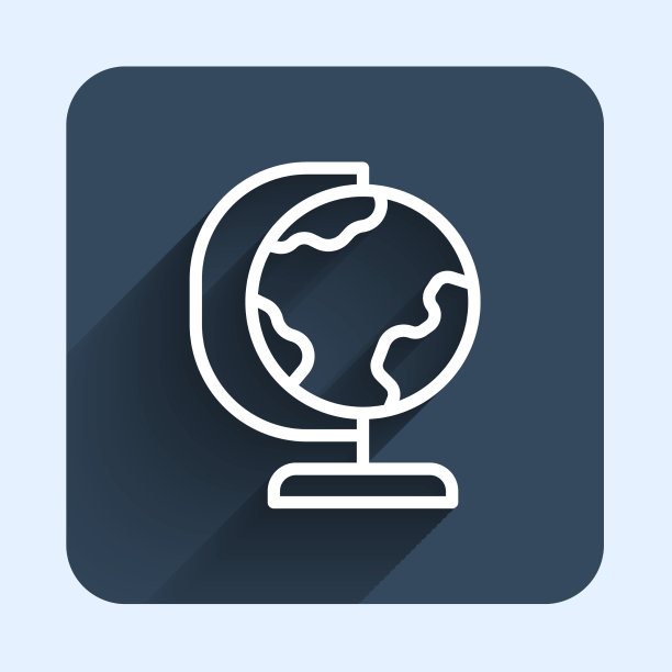 白线地球地球仪图标孤立与长图片下载