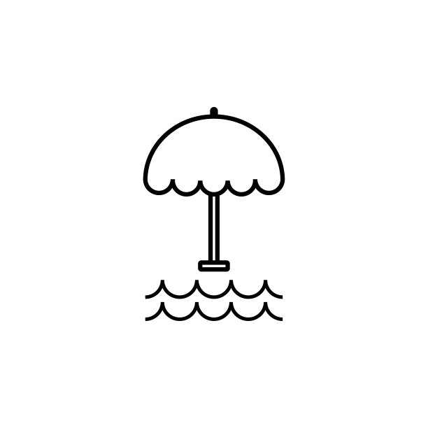沙滩伞图标，沙滩矢量，伞插图图片下载