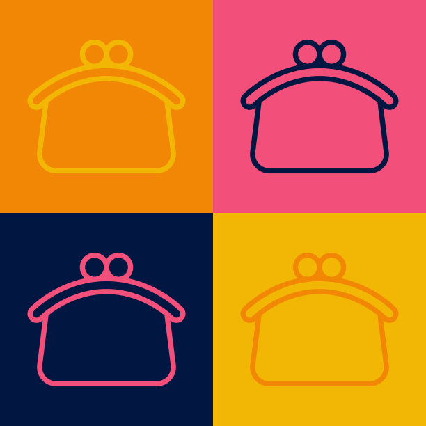 流行艺术线钱包图标孤立的颜色图片下载