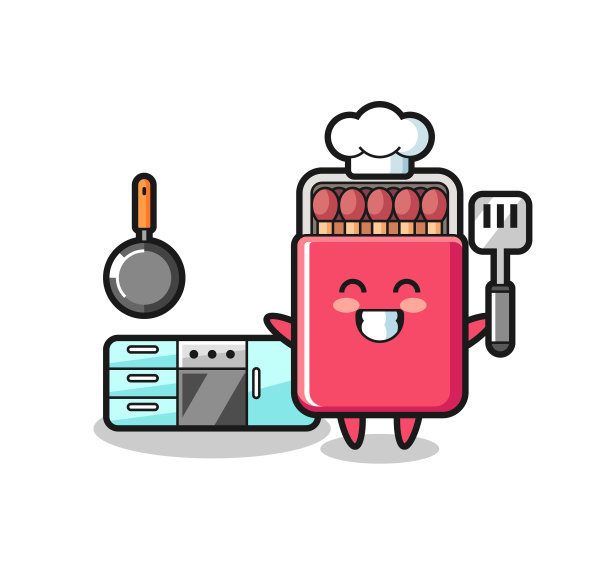 火柴盒的角色是厨师正在做饭图片下载