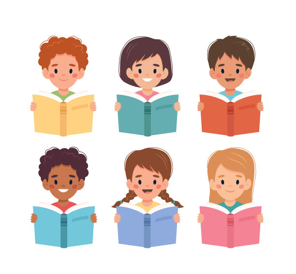 孩子们读书，小男孩和小女孩图片下载