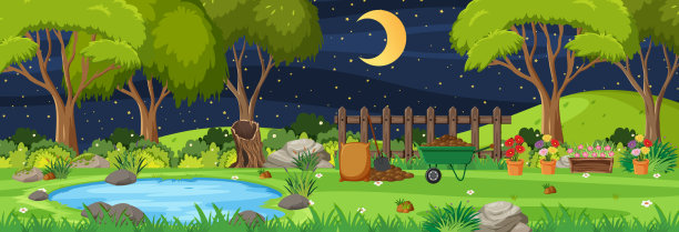 夜景花园水平图片下载